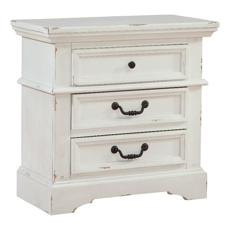 American Woodcrafters Stonebrook 3-Drawer Antique White Wood Nightstand